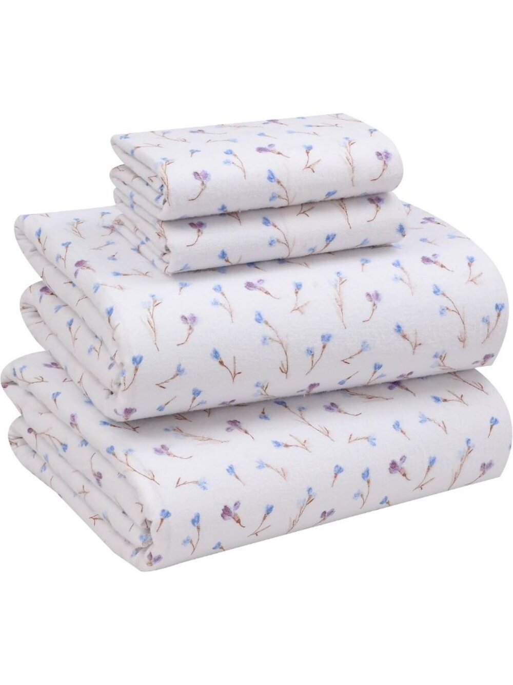 Cozy 100% Cotton Flannel Queen Sheets Set, 4-Piece Soft Bedding, Navy Blue